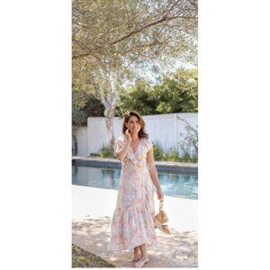 Joe Fresh Pastel Floral Ruffle Midi Dress